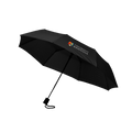Black umbrella with 'University of Birmingham' logo on a white background