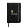 Black notebook with University of Birmingham logo on a white background