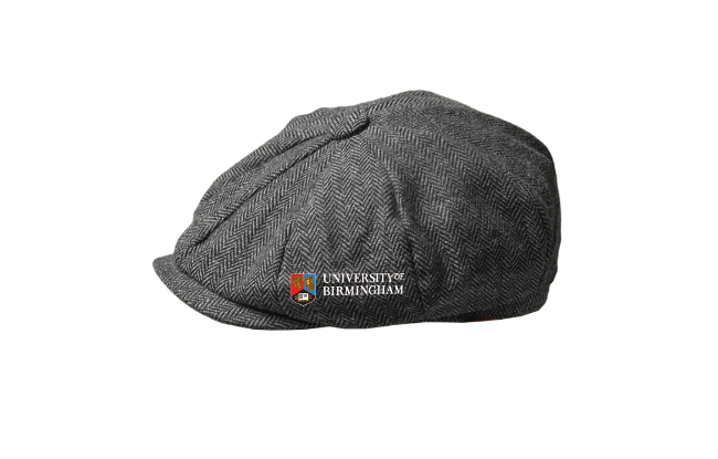 Gray cap with 'University of Birmingham' logo on a white background