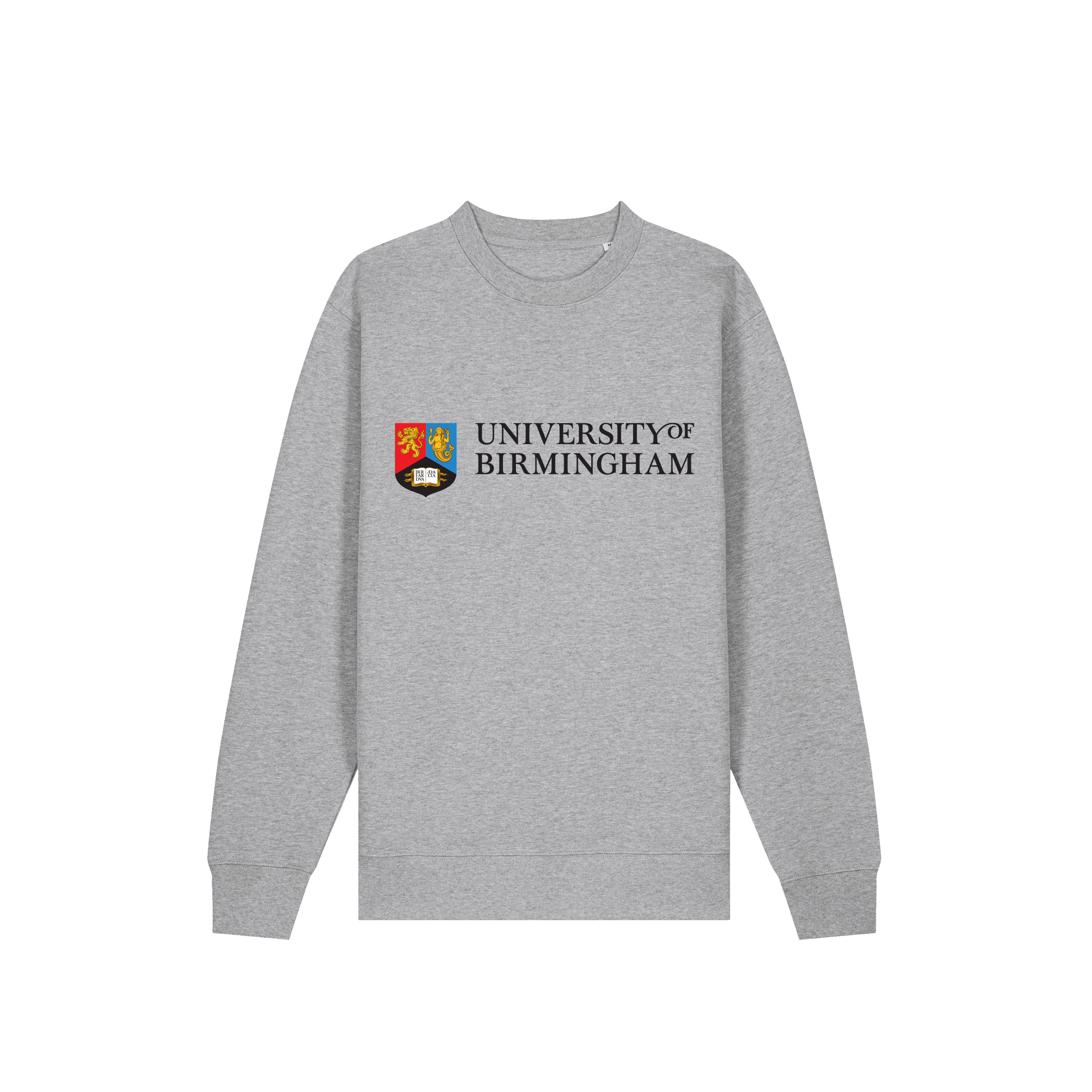 Gray sweatshirt with University of Birmingham logo 