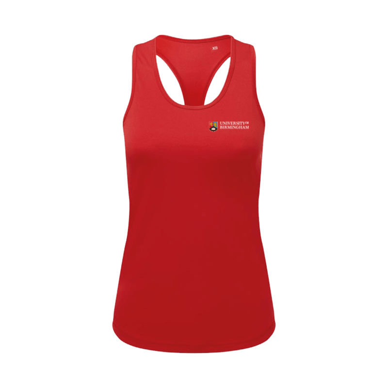 Red sports vest with University of Birmingham logo