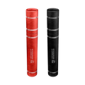 Red and black graduation scroll holders with University of Birmingham branding on a white background