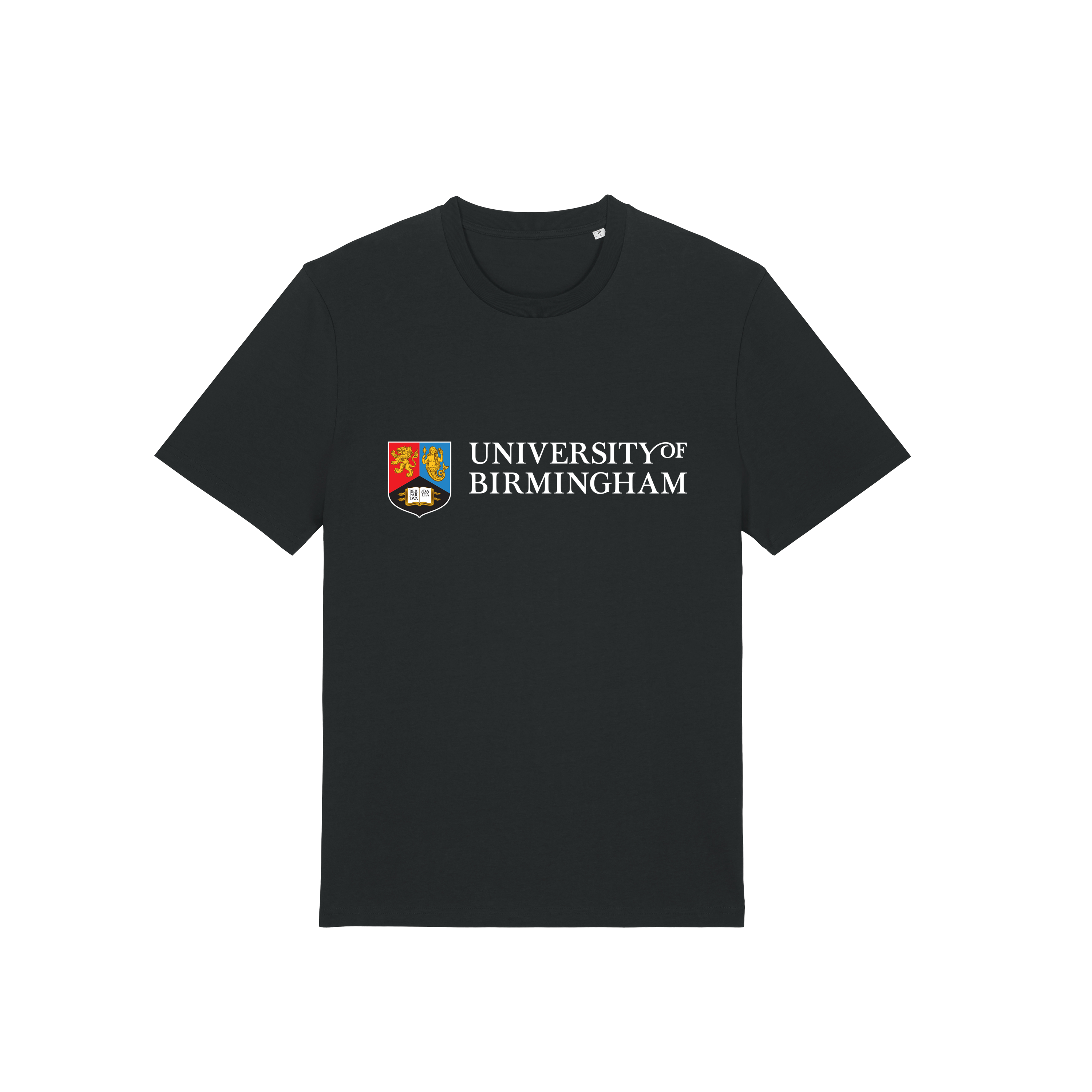 Black t-shirt with 'University of Birmingham' logo on a white background