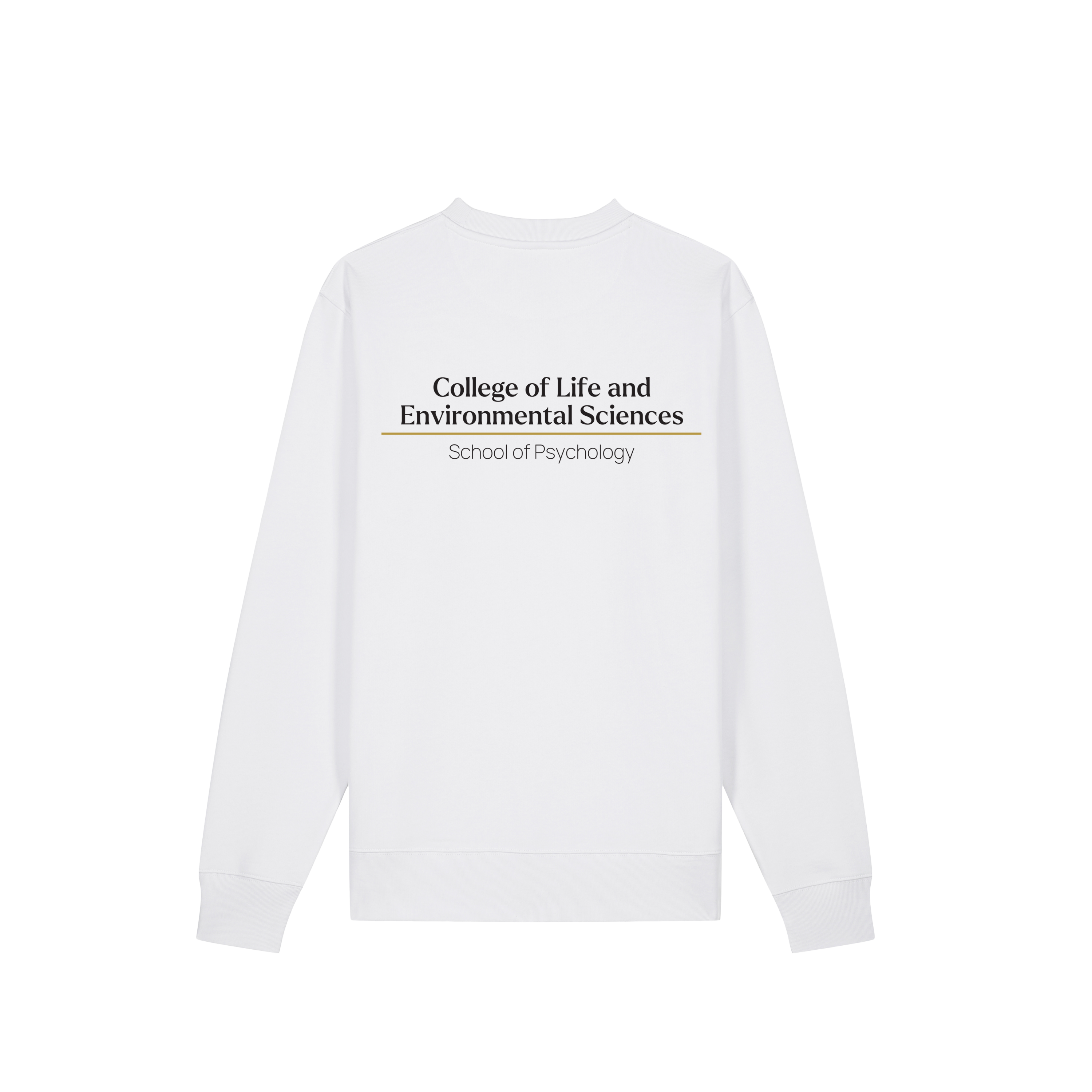 White University of Birmingham long-sleeve shirt with college text on the back 