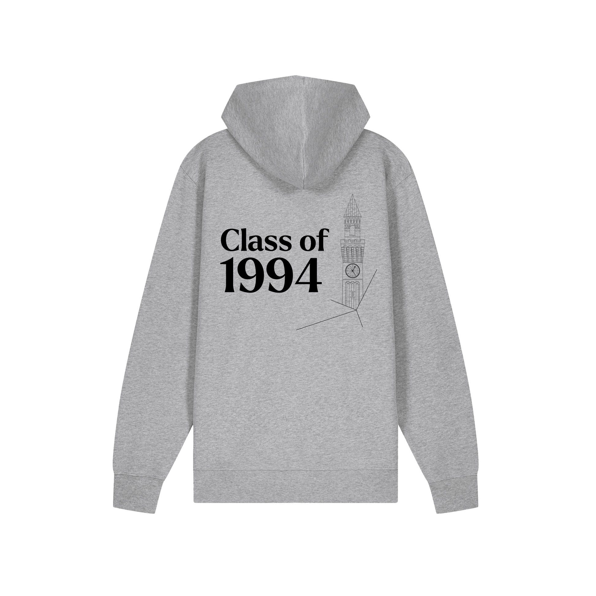 Grey University of Birmingham hoodie with class o 1994 print