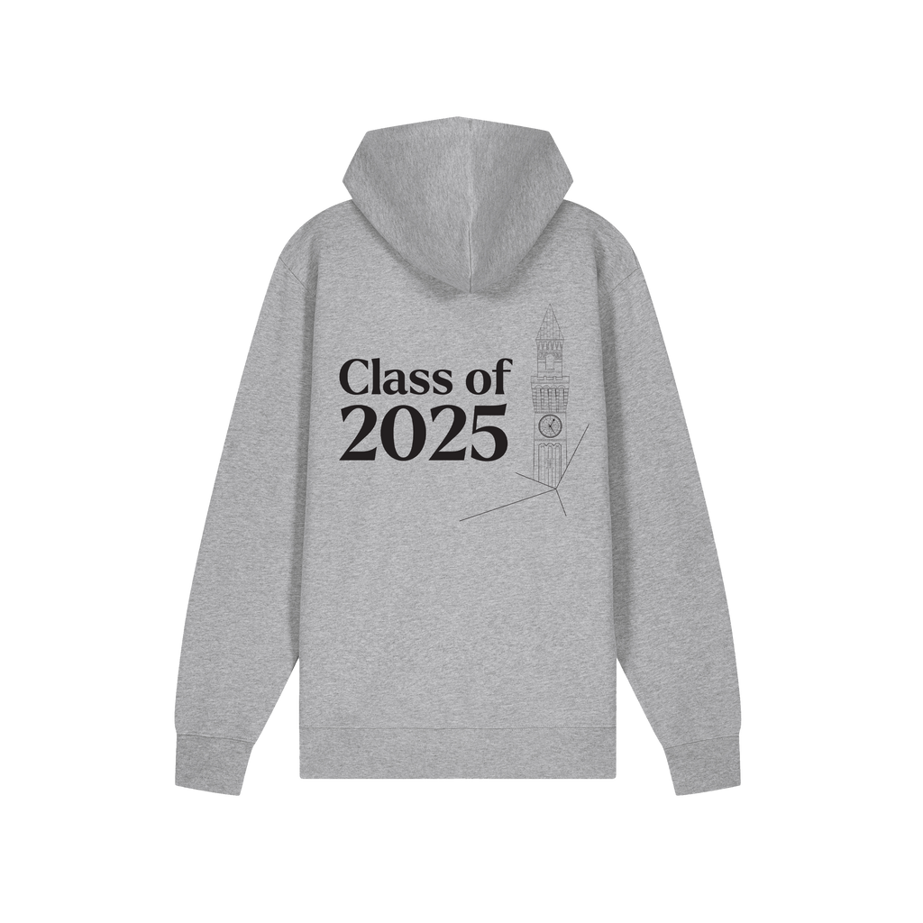 Gray University of Birmingham hoodie with 'Class of 2025' text on the back against a white background