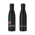Two black water bottles with University of Birmingham branding on a white background