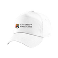 White cap with 'University of Birmingham' logo on a transparent background
